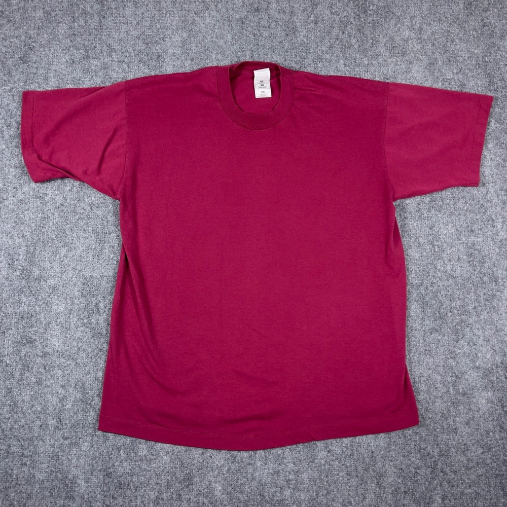 Vintage Fruit of the Loom Best Blank T-Shirt Mens XL Maroon Red Single Stitch